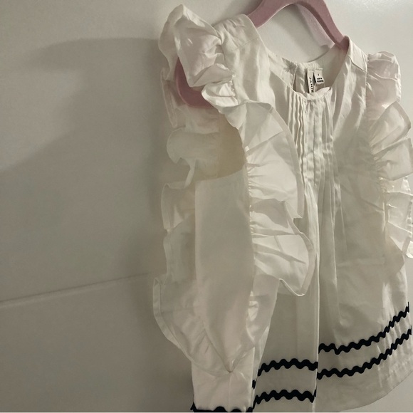 Janie and Jack Ric Rac Ruffle Sleeve Top White Size 4 - Picture 5 of 7